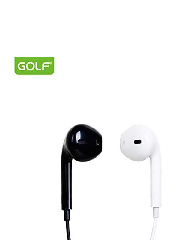 Golf Space In-Ear 3.5mm Jack Stylish Noise Isolating Earphones With Dual Driver Sound, Built In Mic, M1, White
