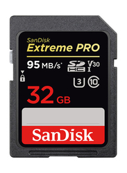 سانديسك إكستريم برو UHS-I SDHC بطاقة ذاكرة بسعة 32 جيجا بايت ، 95 ميجا بايت / ثانية ، أسود