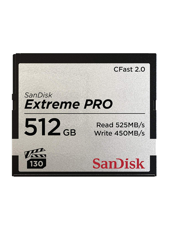 SanDisk 512GB Extreme Pro CFast 2.0 Memory Card, 525MB/s, VPG130, Black