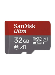 SanDisk 32GB Ultra Class 10 UHS-I MicroSDHC Memory Card, 98MB/s, Red/Grey