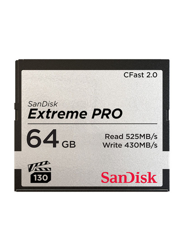 SanDisk 64GB Extreme Pro CFast 2.0 Memory Card, 525MB/s, VPG130, Black