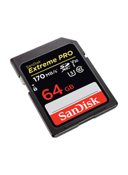 SanDisk 64GB Extreme Pro UHS-I SDXC Memory Card, 170MB/s, Black
