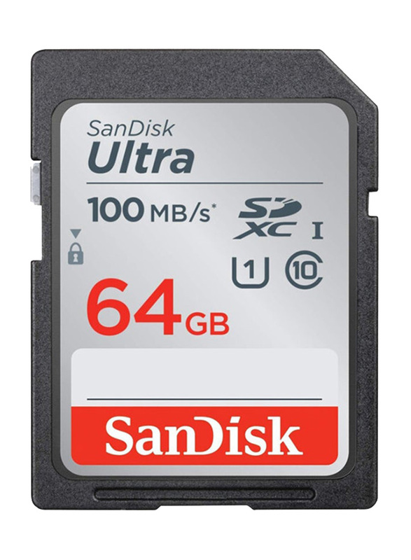 SanDisk 64GB Ultra SDHC Memory Card, 100MB/s, Black