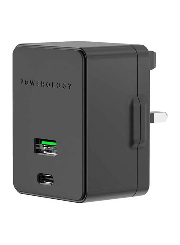 Powerology 36W Ultra-Quick PD Wall Charger, Black