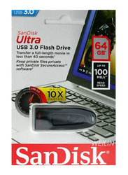 SanDisk 64GB Ultra USB 3.0 Flash Drive, Black