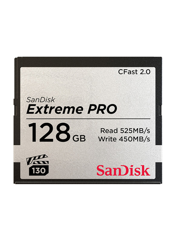 SanDisk 128GB Extreme Pro CFast 2.0 Memory Card, 525MB/s, VPG130, Black
