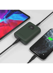Powerology 10000mAh Ultra-Compact Fast Charging PD Power Bank with USB-C Input, Green