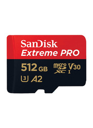 SanDisk 512GB Extreme Pro MicroSDXC 170MB/s A2 C10 V30 UHS-I U4 Memory Card with SD Adapter and Rescue Pro Deluxe, Black