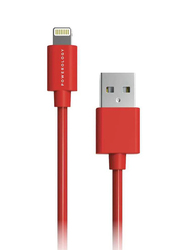Powerology 1.2-Meter Data Sync Lightning PVC Cable, USB 2.0 Type A Male to Lightning for Apple Devices, Red