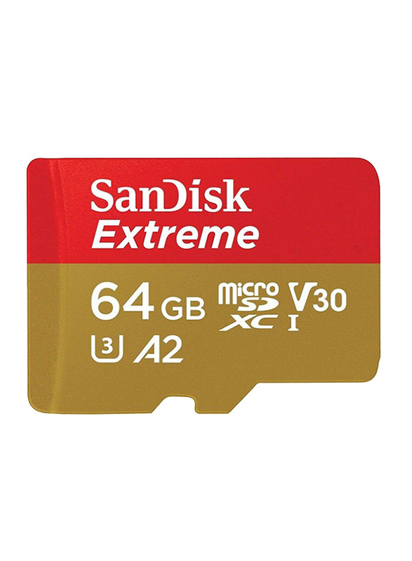 سانديسك إكستريم UHS-I مايكرو إس دي إكس سي بطاقة ذاكرة سعة 64 جيجا بايت ، أسود