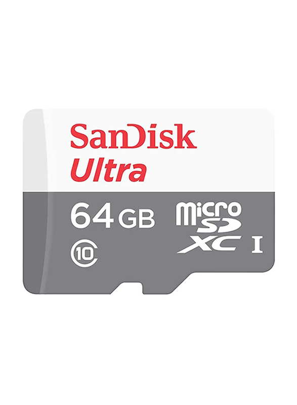 SanDisk 64GB Ultra Class 10 UHS-I MicroSDXC Memory Card, 100MB/s, White/Grey