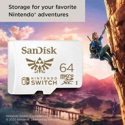 SanDisk 64GB MicroSDXC A1 C10 V30 UHS-I U3 Memory Card for Nintendo Switch, White