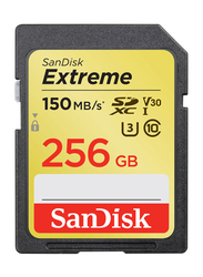 سانديسك إكستريم UHS-I SDXC بطاقة ذاكرة سعة 256 جيجابايت ، ١٥٠ ميجا بايت / ثانية ، أسود