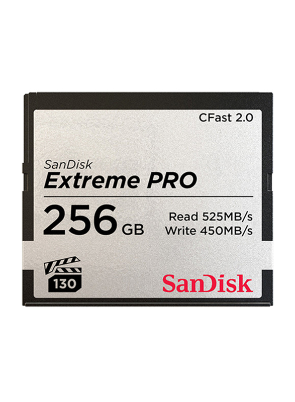 SanDisk 256GB Extreme Pro CFast 2.0 Memory Card, 525MB/s, VPG130, Black