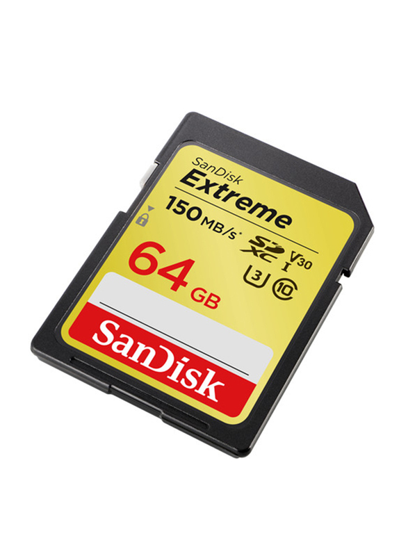 SanDisk 64GB Extreme UHS-I SDXC Memory Card, 150MB/s, Black