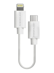 Powerology 0.25-Meter Lightning Cable, USB Type-C Male to Lightning, White