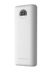 Powerology 20000mAh 30W Compact PD Power Bank with USB-C Input, White