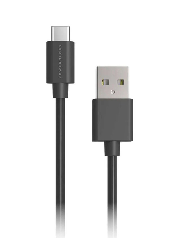 Powerology 1.2-Meter USB Type-C Cable, Fast Charging 3A USB Type A Male to USB Type-C for Type-C Devices, Black