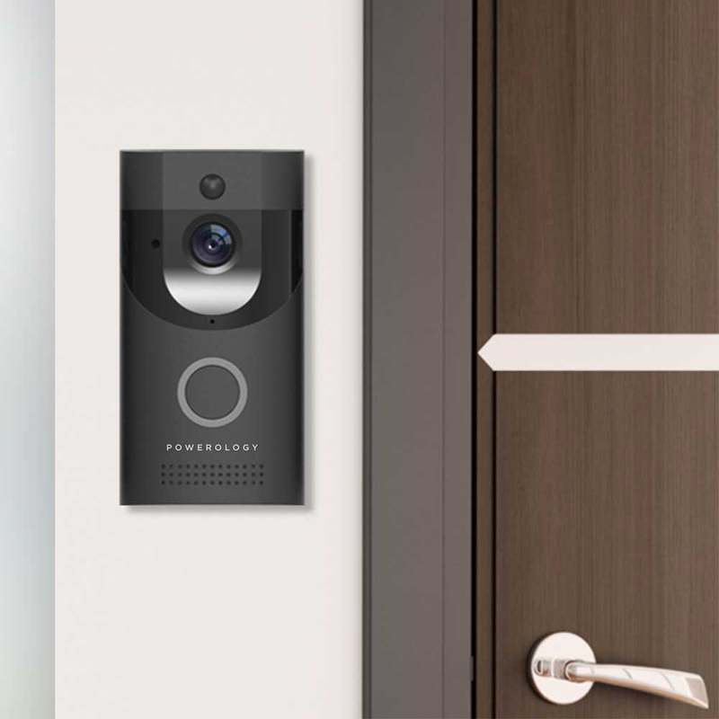 Powerology Smart Doorbell Video Camera, Black