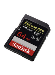 سانديسك إكستريم برو UHS-II SDHC بطاقة ذاكرة بسعة 64 جيجا ، أسود