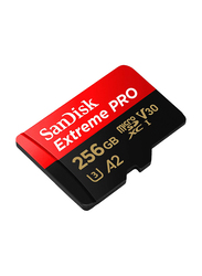 سانديسك إكستريم برو مايكرو إس دي إكس سي بطاقة ذاكرة سعة 256 جيجا بسرعة 170 ميجابايت / ثانية A2 C10 V30 UHS-I U3 مع محول SD و ريسكيو برو ديلوكس ، أسود