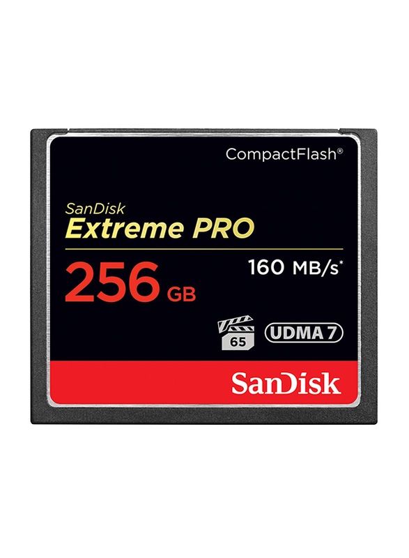 SanDisk 256GB Extreme Pro CompactFlash Memory Card, 160MB/s, Black