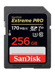 SanDisk 256GB Extreme Pro UHS-I SDXC Memory Card, 170MB/s, Black