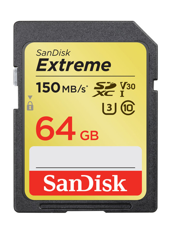 SanDisk 64GB Extreme UHS-I SDXC Memory Card, 150MB/s, Black