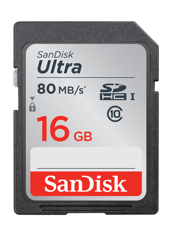SanDisk 16GB Ultra SDHC Memory Card, 80MB/s, Black