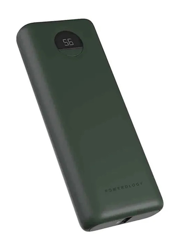 Powerology 20000mAh Compact Power Bank with Power Delivery 3.0, 30W, Green