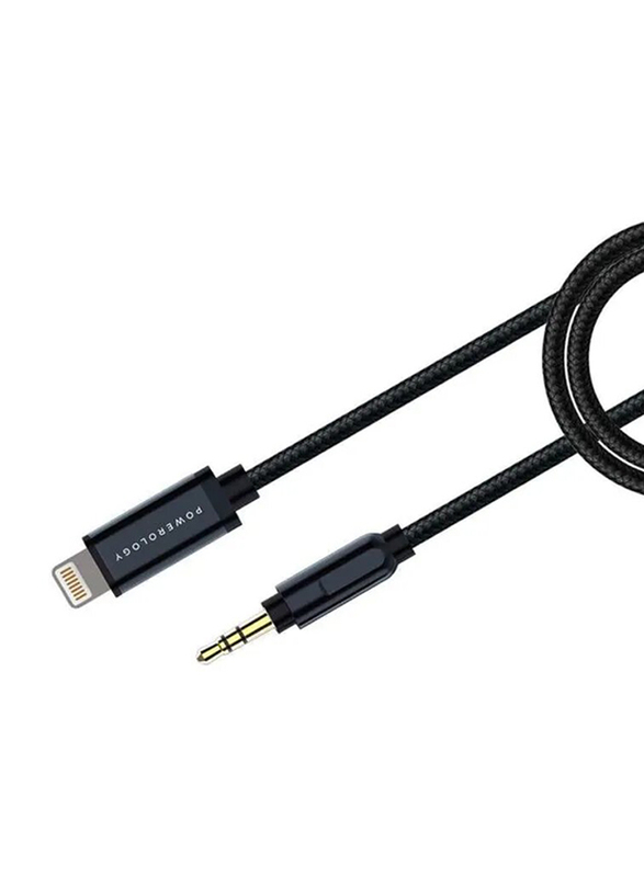 Powerology 1.2-Meter 3.5mm Jack Aluminium Braided AUX Cable, USB Type-C Male to 3.5mm Jack for Seamless Music Streaming Cable, Grey
