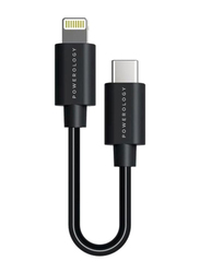 Powerology 0.25-Meter Lightning Cable, USB Type-C Male to Lightning Cable, Black