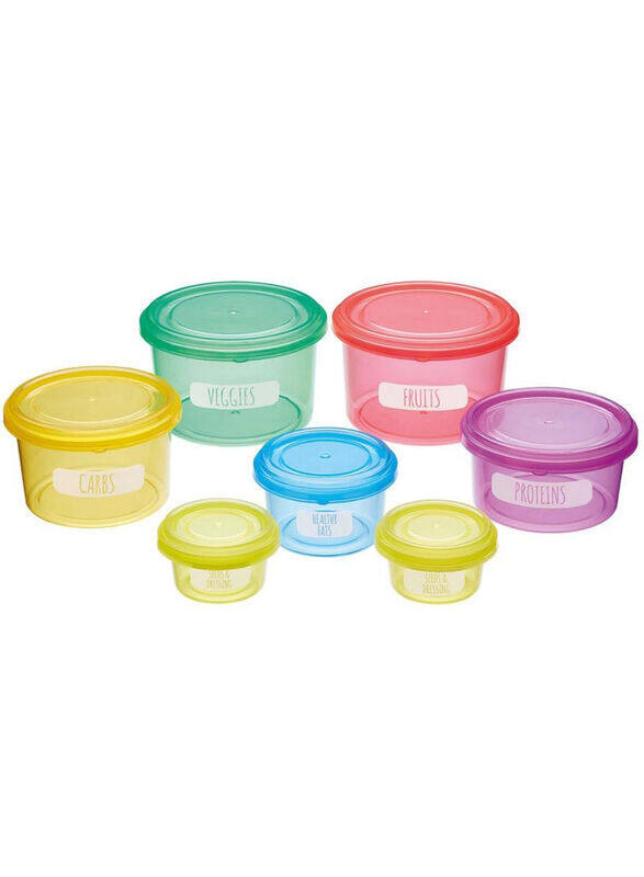 

Kitchen Craft Healthy Eating Plastic Stacking Portion Control Pots, 7 Pieces, Multicolour