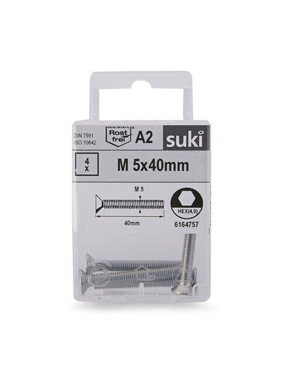 

Suki 4-Piece Machine Screw, 40 x 5mm, Silver
