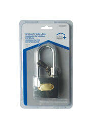 Home Plus Cast Iron Long Shackle Padlock, Black/Silver
