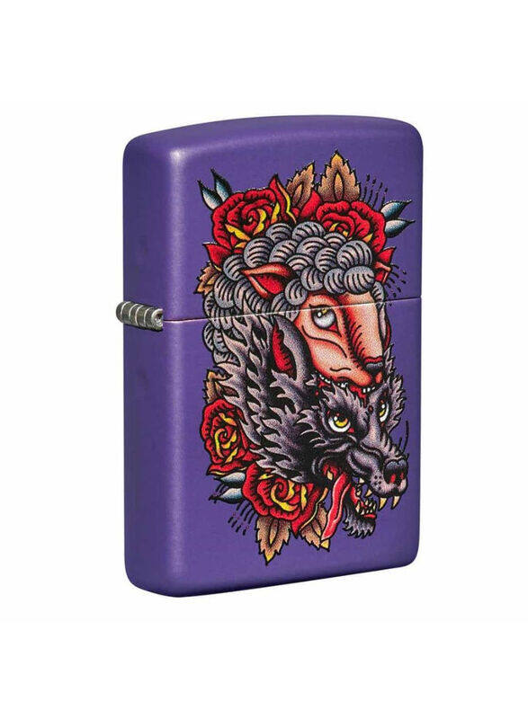 

Ace Zippo Wolf In Sheep's Clothing Design Windproof Lighter, Purple