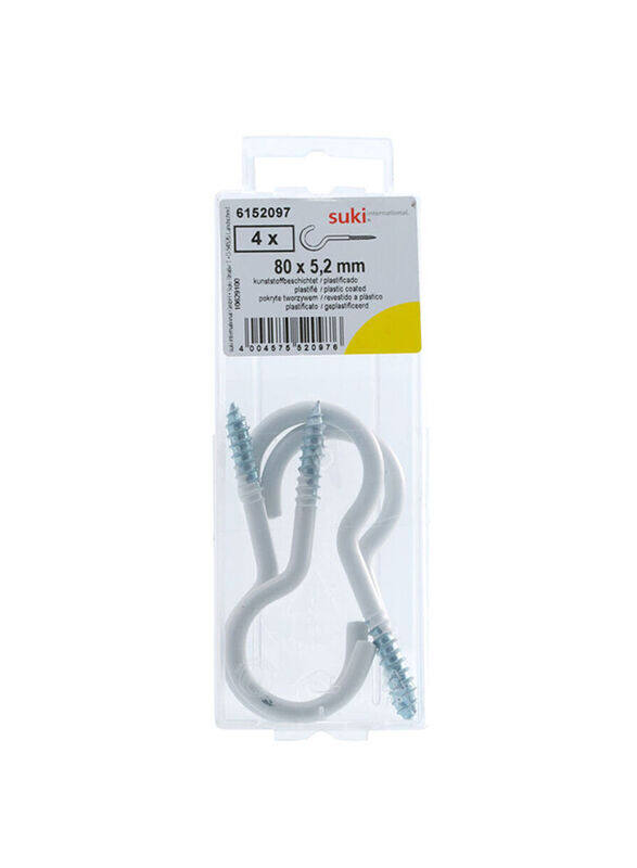 

Suki 4-Piece Clothes Line Hooks, 80mm, Silver
