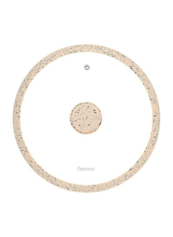 

Fissman Arcades Glass Lid Beige Marble Silicone Rim, Clear