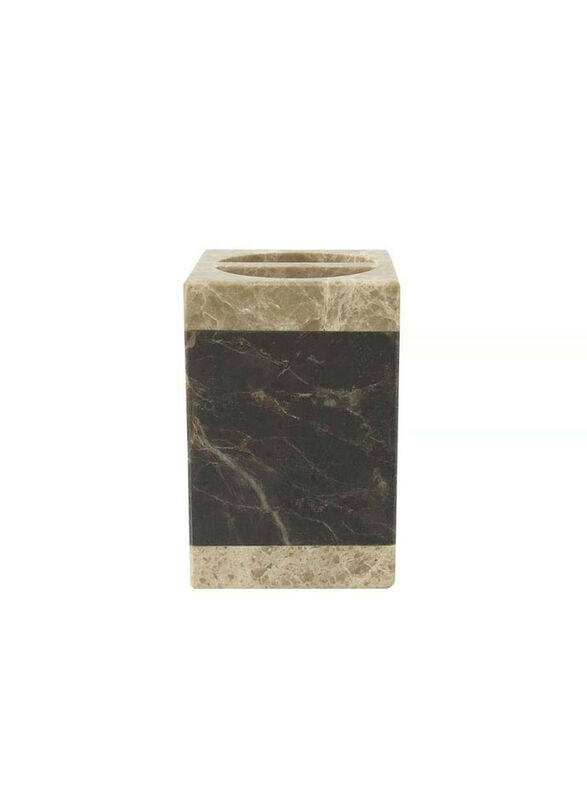 

Danube Home Selena Marble Tooth Brush Holder, Brown