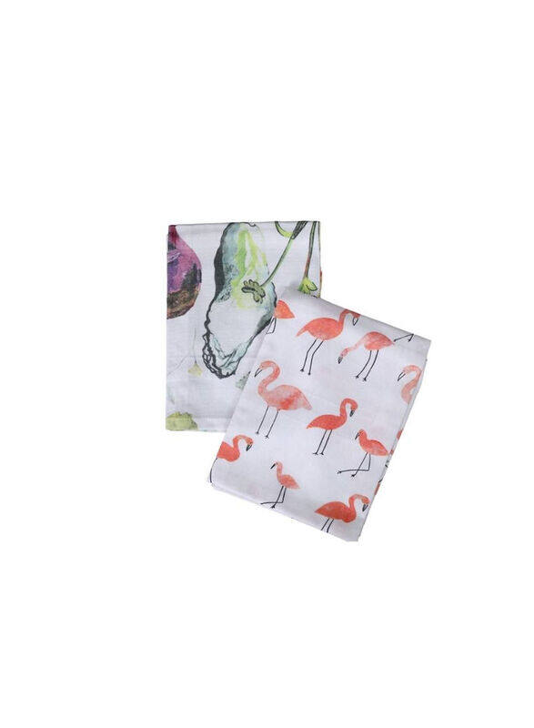 

PAN 2-Piece Flamingo Cotton Veggies Print Kitchen Towel Set, 50 x 70cm, Multicolour