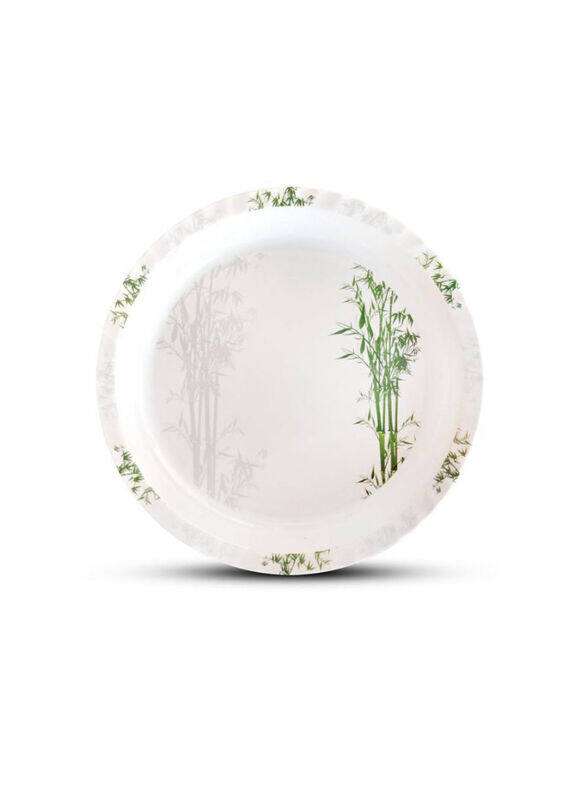 

Royalford 46 cm Melamine Bamboo Design Round Tray, White