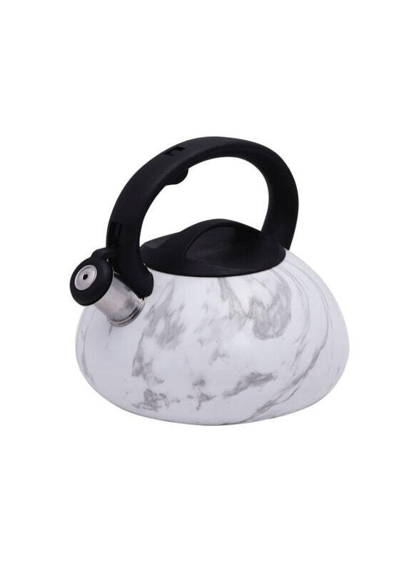 

Royalford 3L Stainless Steel Whistling Kettle with Handle, White/Black