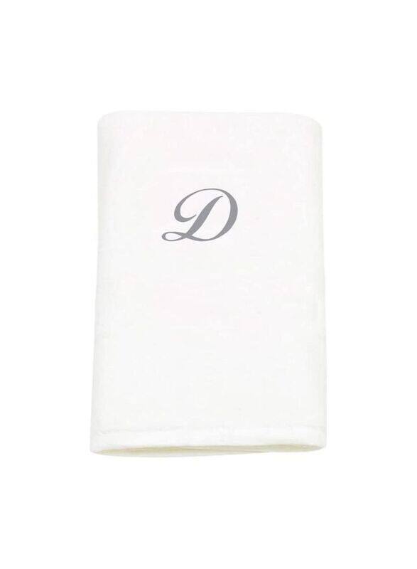 

BYFT 140 x 70cm Monogrammed Cotton Bath Towel with Embroidered Letter D, White