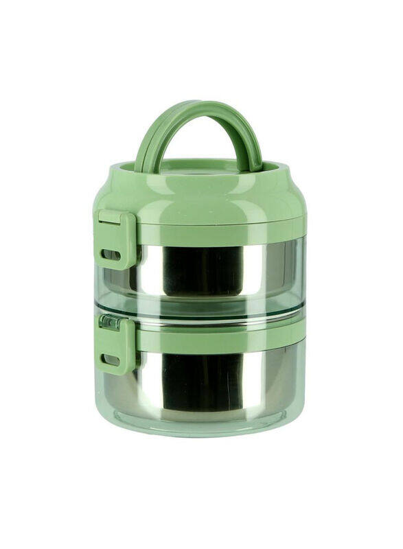 

Royalford Stainless Steel Plastic 2-Tier Lunch Box, 16 Litre, Green/Silver