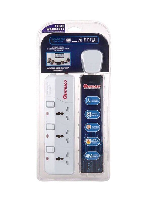 

Oshtraco 3 Socket Extension Lead, Multicolour