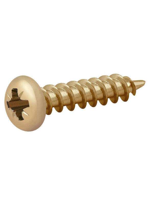 

Generic 5 x 25mm 100 Piece Zinc Plated Carbon Steel Pan Head Wood Screw, Gold