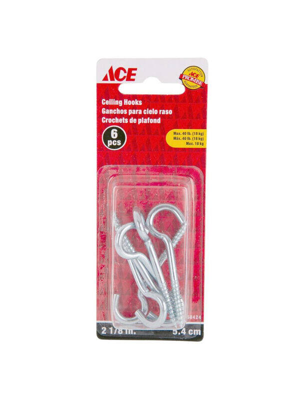 

Ace 6-Piece Ceiling Hooks, 5.4cm, Silver