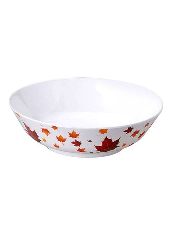 

Dinewell 21cm Vintage Leaves Print Melamine Serving Bowl, White