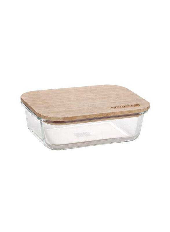 

Royalford Glass Food Container With Bamboo Lid, 370ml, Clear