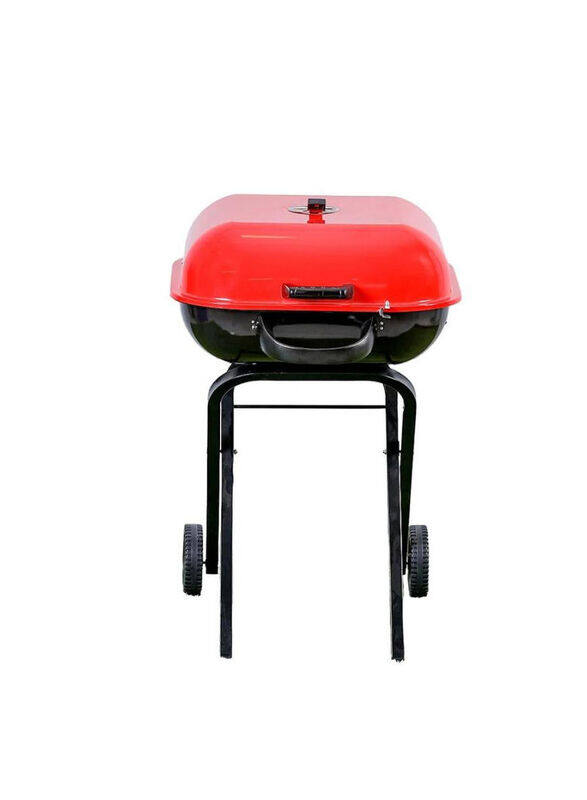 

Danube Home Aero Oblique Barbecue Grill with Lid, Black/Red